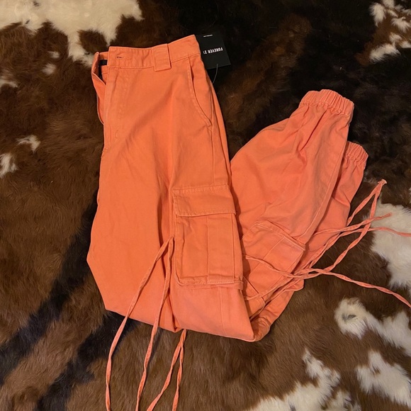 orange cargo joggers